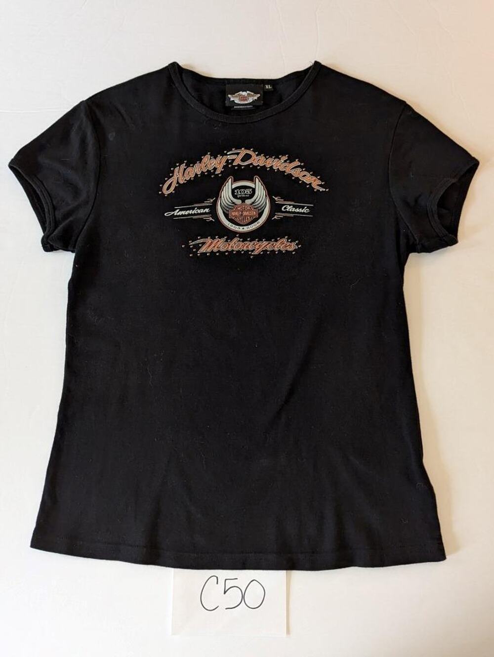 Harley Davidson TShirt Size XL 105th Anniversary Black Embellished -0623C50